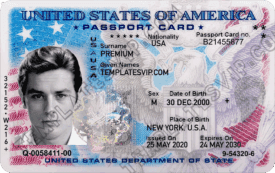 Passport Card Usa PSD Template Download