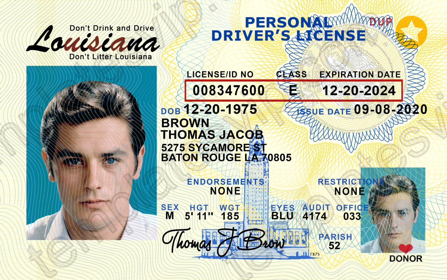 Louisiana (LA) – Driver’s License PSD Template Download – Templates ...