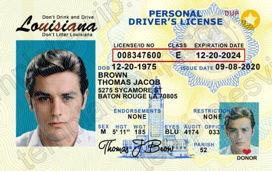 Louisiana (LA) – Driver's License PSD Template Download