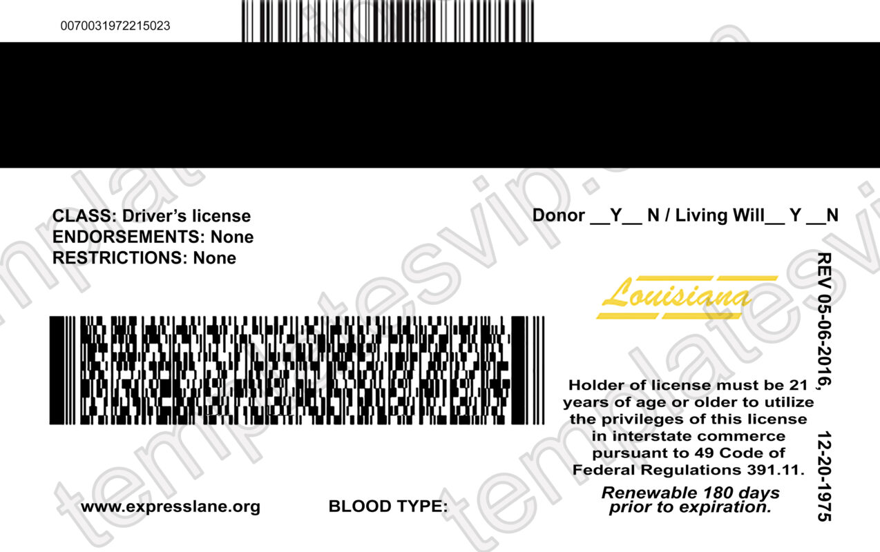 Louisiana (LA) – Driver’s License PSD Template Download – Templates