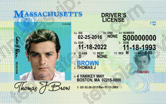 Massachusetts (MA) – Driver's License PSD Template Download