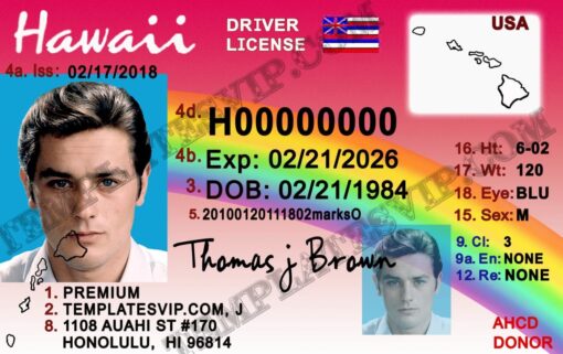 Hawaii (HI) – Drivers License PSD Template Download