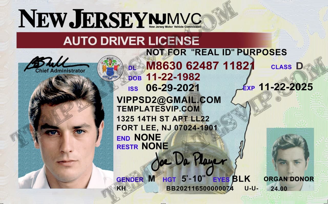 nj drivers license free template