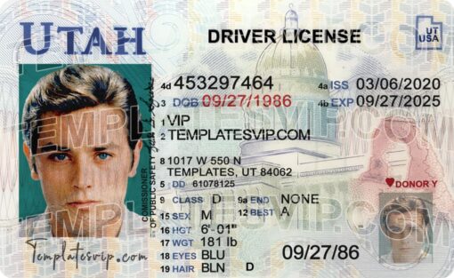 Utah (UT) – Drivers License PSD Template Download 2022