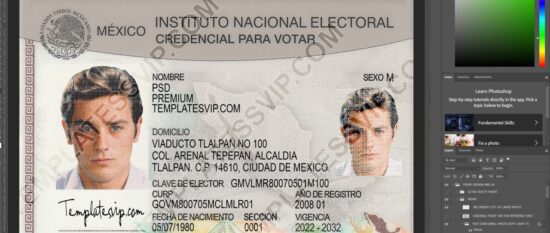 INE De Mexico 2022 Mexican ID Download Descarga Template PSD
