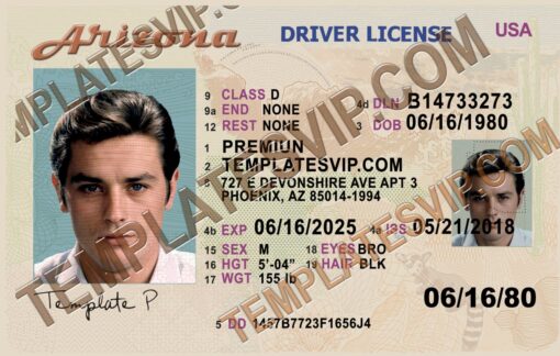 Arizona (AZ) – Drivers License PSD Template Download