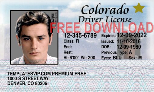 Colorado (CO) – Drivers License PSD Template Download FREE OLD