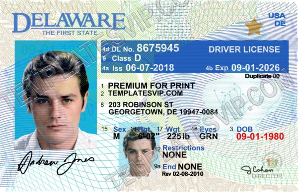 Delaware (de) – Drivers License Psd Template Download – Templates 