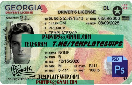 Georgia (GA) NEW- Drivers License PSD Template Download 2022