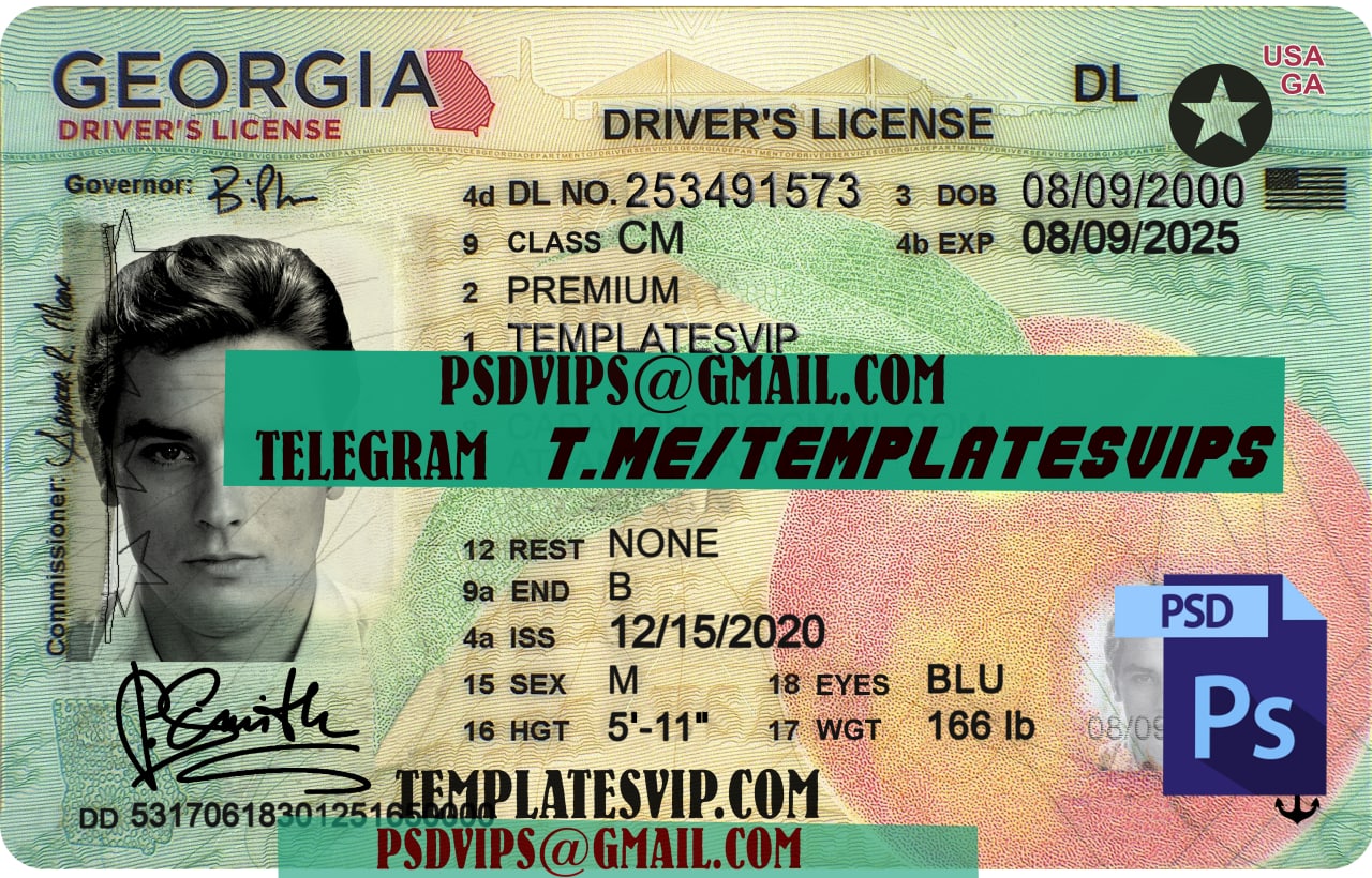 (GA) NEW Drivers License PSD Template Download 2022