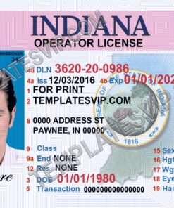 Indiana (IN) – Drivers License PSD Template Download