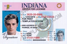 Indiana (IN) – Drivers License PSD Template Download