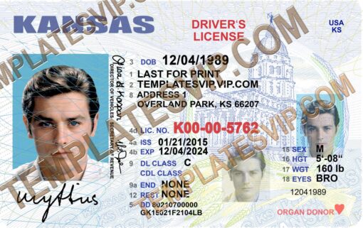 Kansas (KS) – Drivers License PSD Template Download