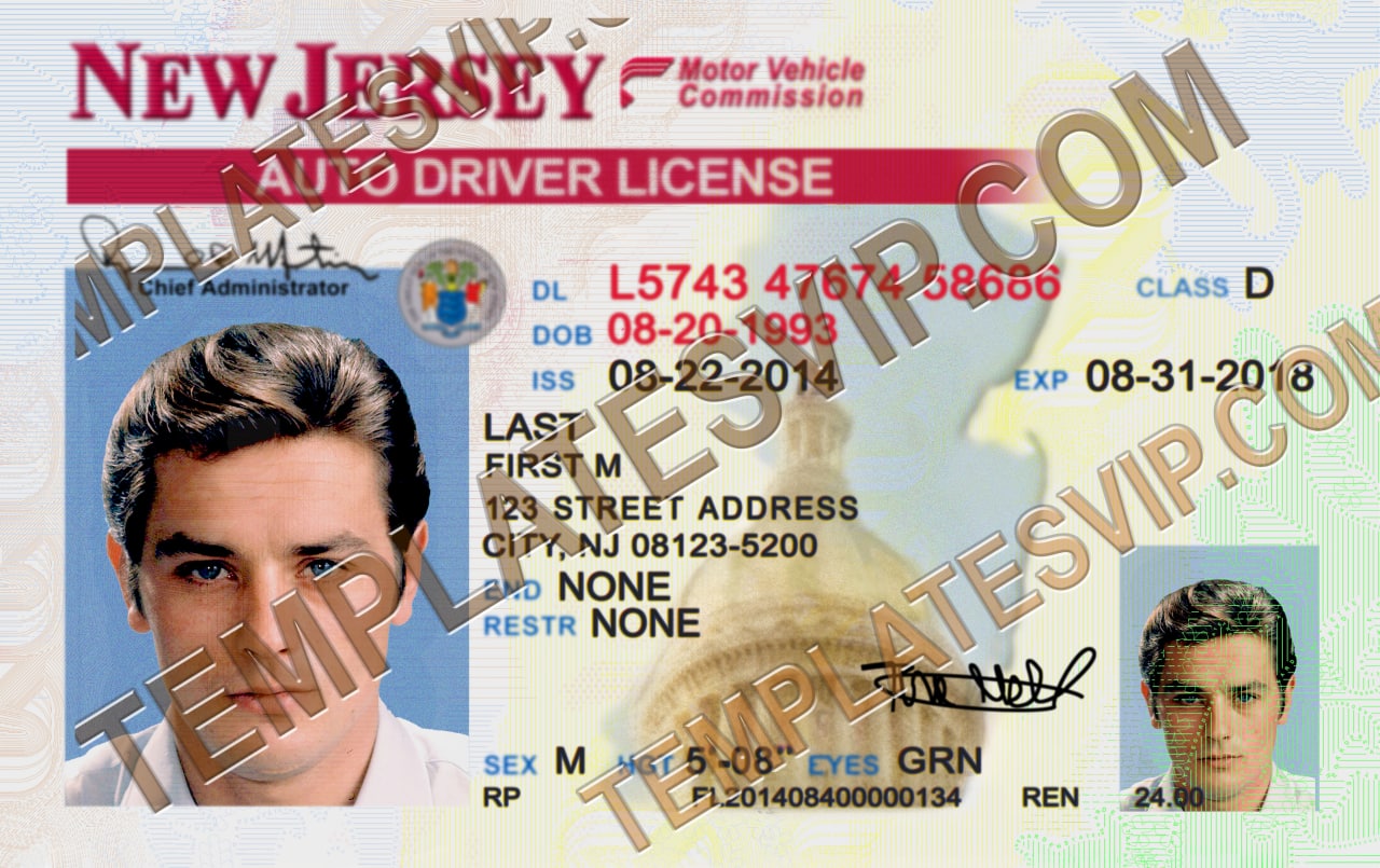 nj drivers license free template
