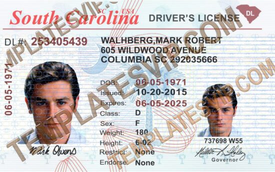 South Carolina (SC) – Drivers License PSD Template Download