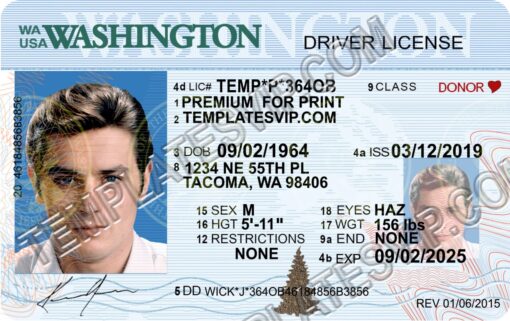 Washington (WA) Drivers License PSD Template Download Editable PSD Template 2022
