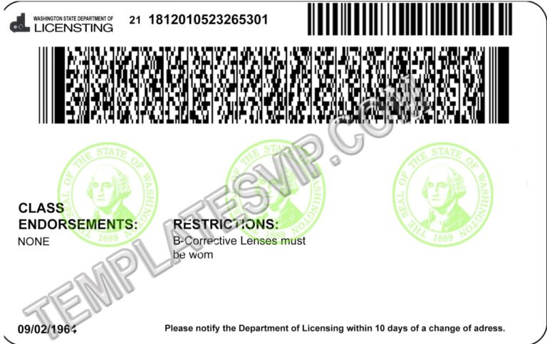 Washington (WA) Drivers License PSD Template Download Editable PSD ...