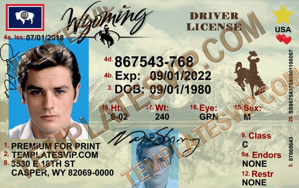 Wyoming (WY) – Drivers License PSD Template Download – Templates ...