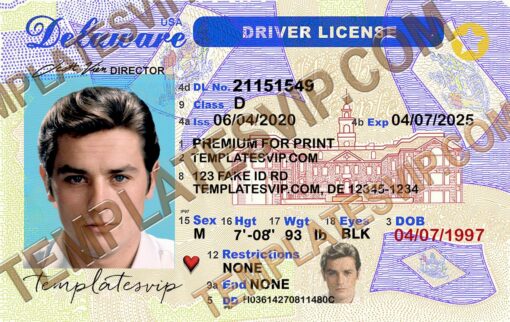 Delaware (DE) – Drivers License PSD Template Download 2022