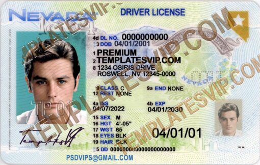 Nevada (NV) – Drivers License PSD Template Download 2022