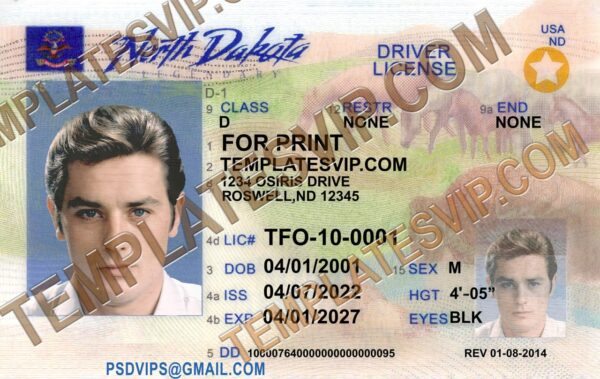 North Dakota (ND) – Drivers License PSD Template Download 2022 ...