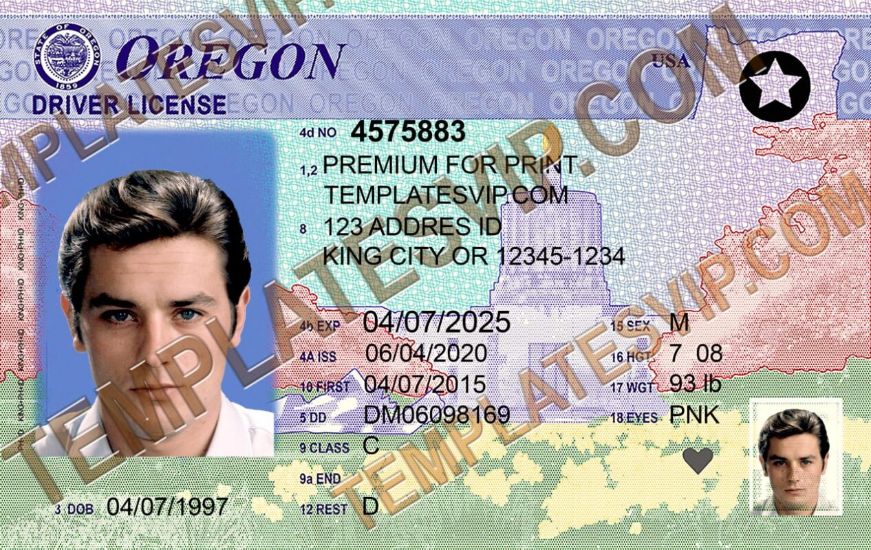 free oregon drivers license template