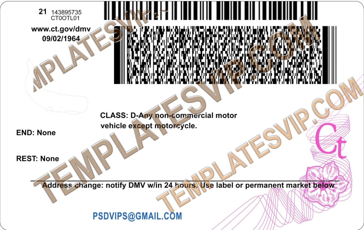 Connecticut (CT) Drivers License PSD Template Download 2022