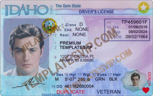 Idaho (ID) – Drivers License PSD Template Download 2022