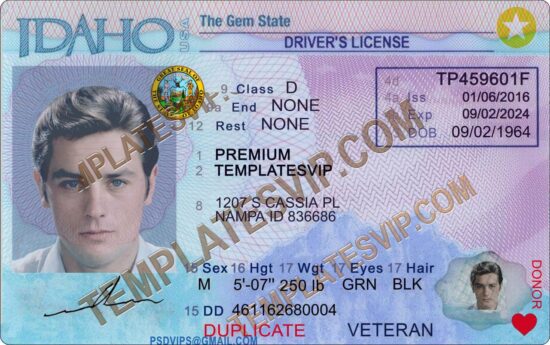 Idaho (ID) – Drivers License PSD Template Download 2022
