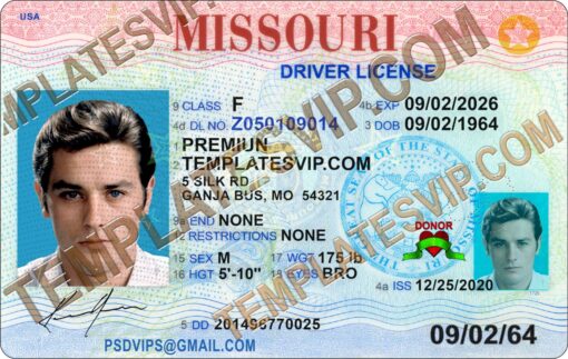 Missouri (MO) – V2 Drivers License PSD Template 2022  V2