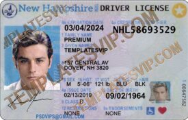 New Hampshire (NH) – Drivers License PSD Template Download 2022