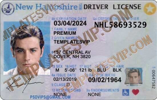 New Hampshire (NH) – Drivers License PSD Template Download 2022