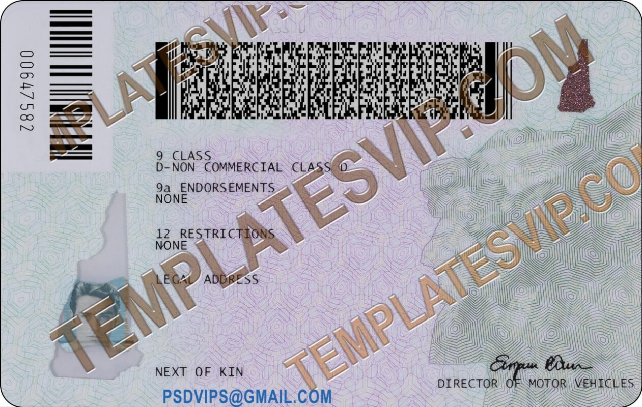 New Hampshire (NH) Drivers License PSD Template Download 2022