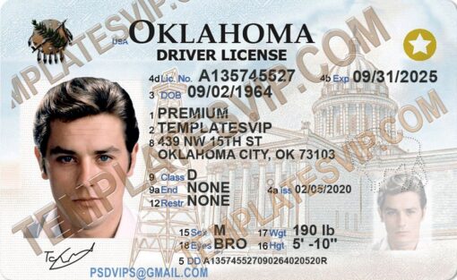 Oklahoma (OK) – Drivers License PSD Template Download 2022