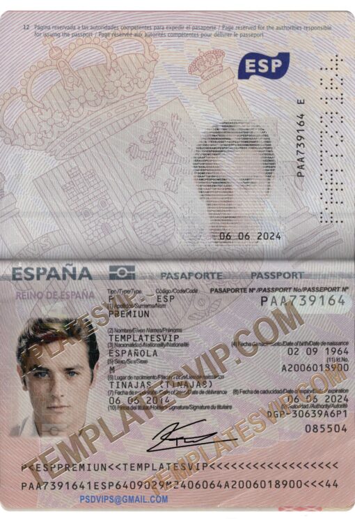 Spain Passport 2015 Pasaporte Espanol  PSD Template Download