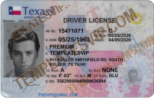 Texas (TX) – Drivers License PSD Template Download V2 2022