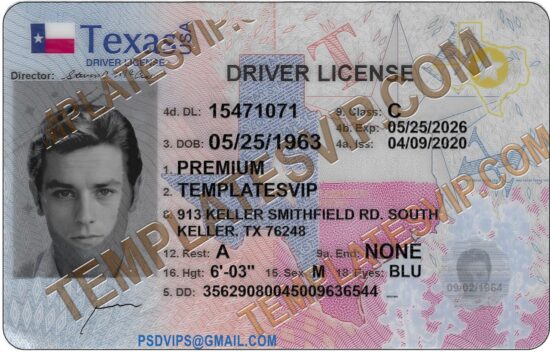Texas (TX) – Drivers License PSD Template Download V2 2022
