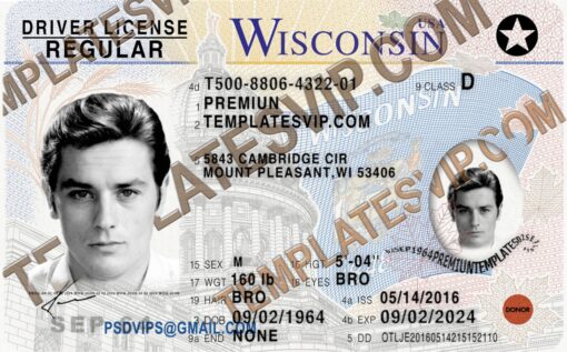 Wisconsin (WI) – Drivers License PSD Template Download 2021