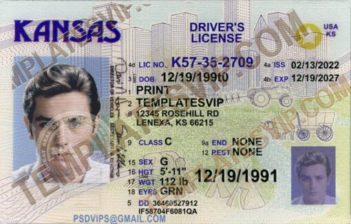 Kansas (KS) – Drivers License PSD Template Download 2022
