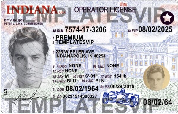 Indiana (in) – Drivers License Psd Template Download 2021 – Templates 