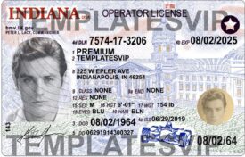Indiana (IN) – Drivers License PSD Template Download 2021