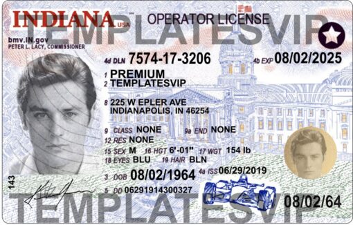 Indiana (IN) – Drivers License PSD Template Download 2021