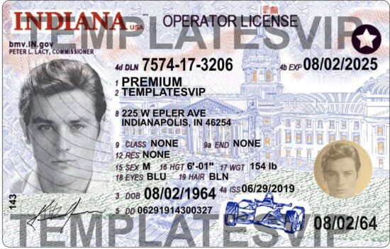 Indiana (IN) – Drivers License PSD Template Download 2021