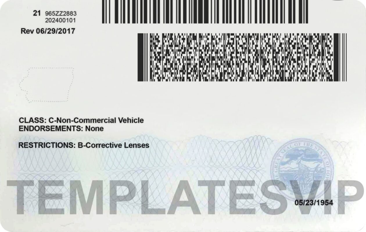 Iowa (IA) Drivers License PSD Template Download 2022 Templates