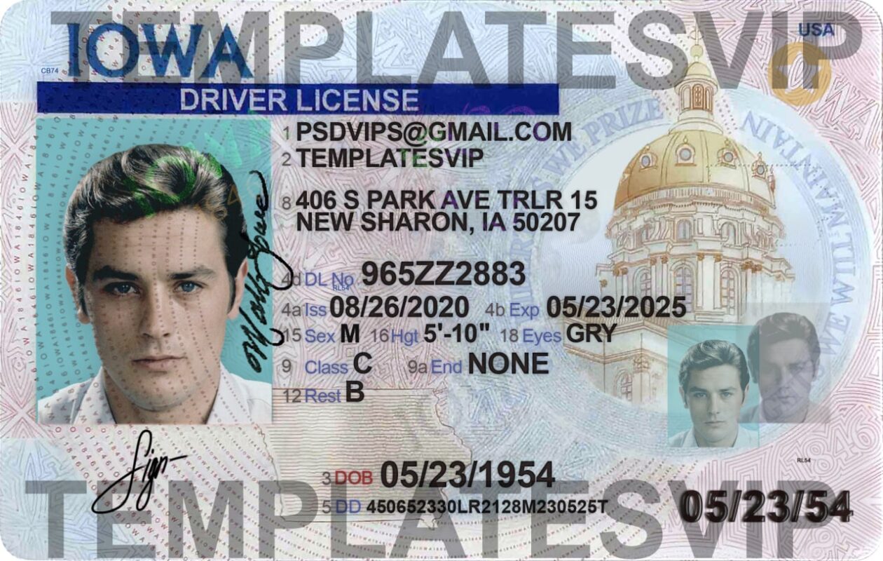 Iowa (IA) Drivers License PSD Template Download 2022 Templates