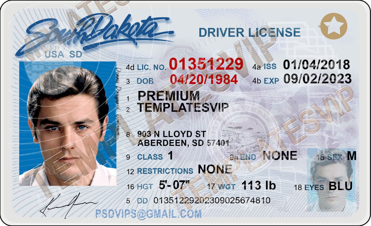 South Dakota (SD) – Drivers License PSD Template Download – Templates ...