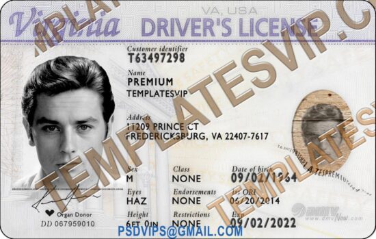 Virginia (VA) – Drivers License PSD Template Download