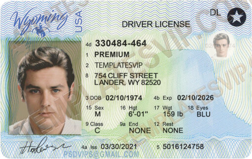 Wyoming (WY) – Drivers License PSD Template Download 2023