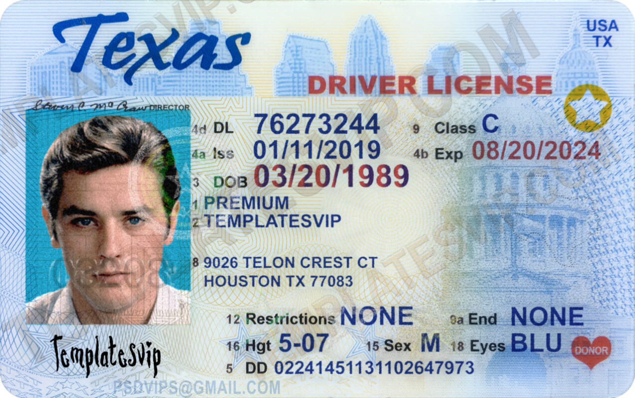 Texas (TX) Drivers License PSD Template Download Templates drivers Texas (TX) Drivers License PSD Template Download Templates drivers