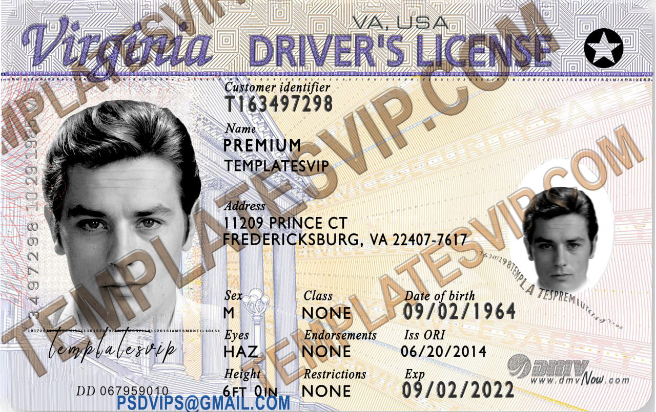 drivers license template psd free download virginia